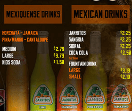 Mexican Drinks Menu