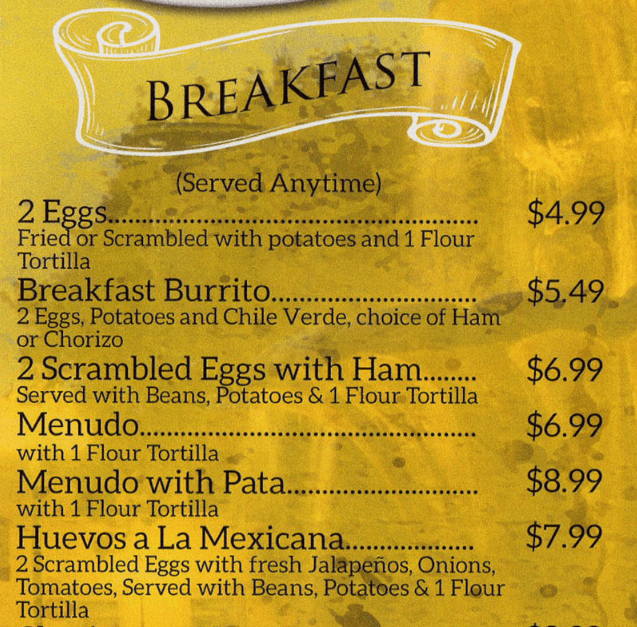 Breakfast Menu