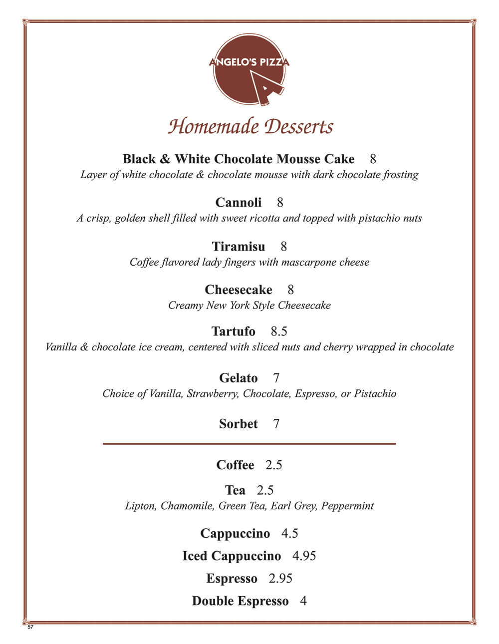 DESSERTS MENU