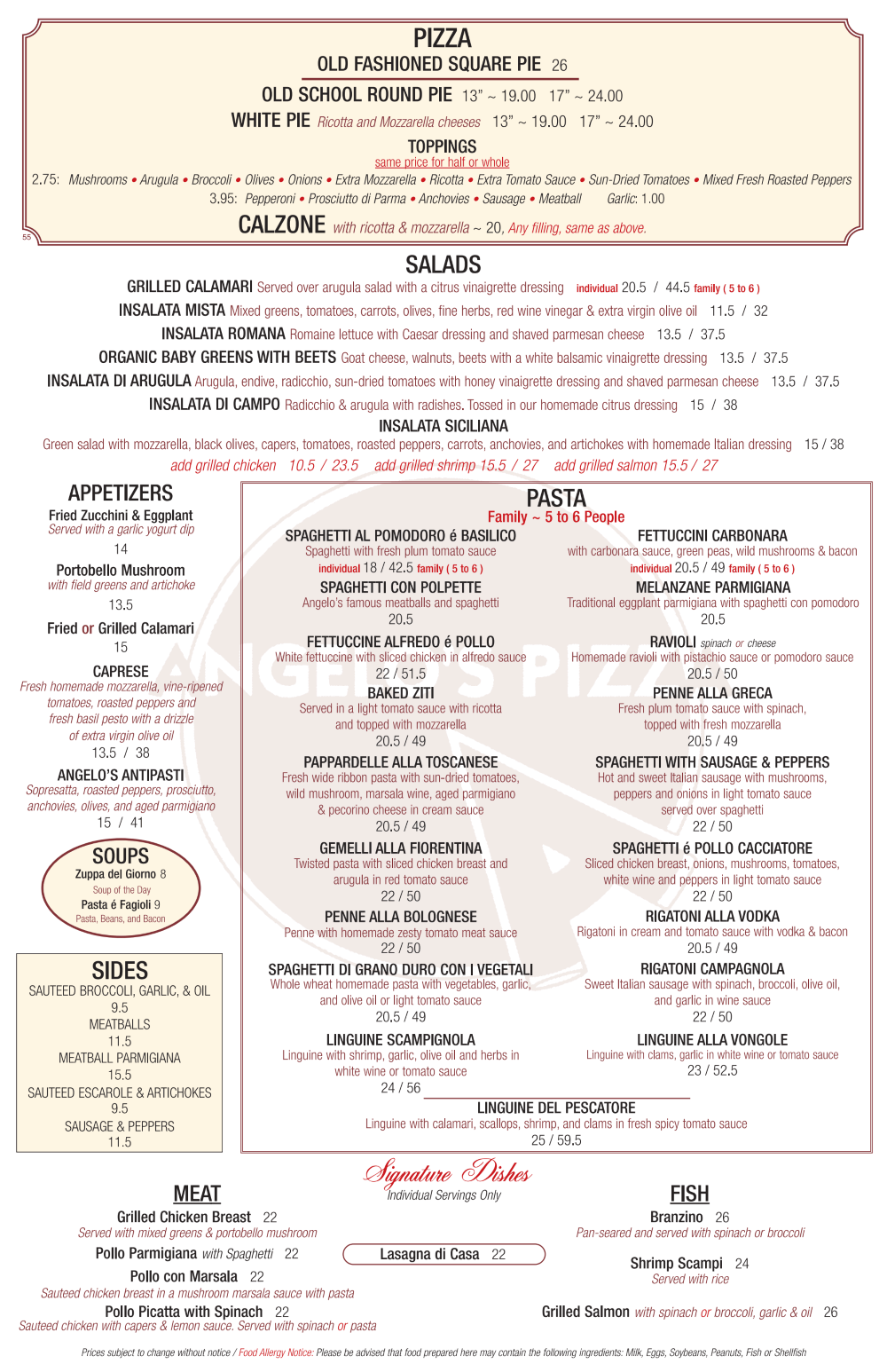 Angelo's Pizza Menu, Prices and Locations - Central Menus