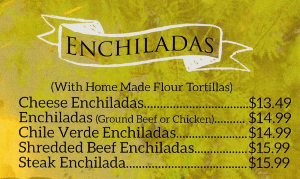 Enchiladas Menu