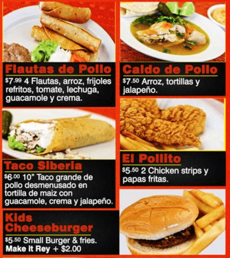 Flautas De Pollo & El Pollito Menu