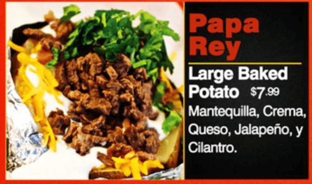 Papa Rey Menu