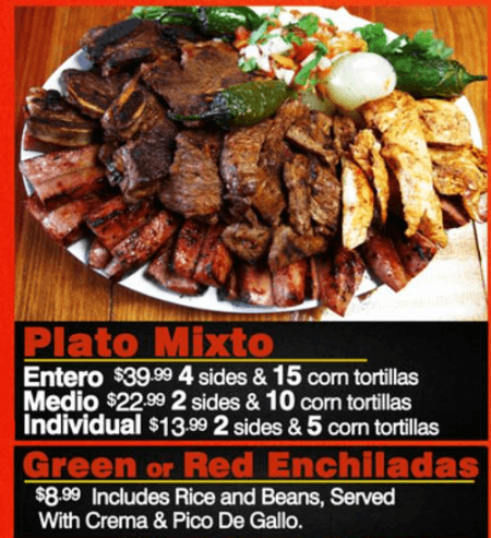 Plato Mixto Menu