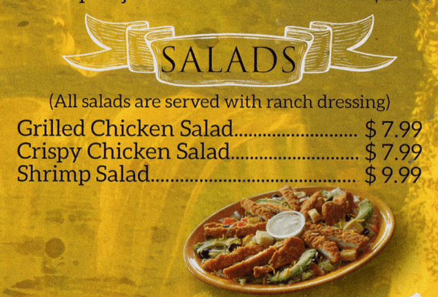 Salads Menu