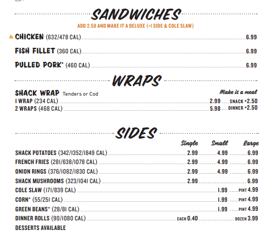 Sandwiches Menu