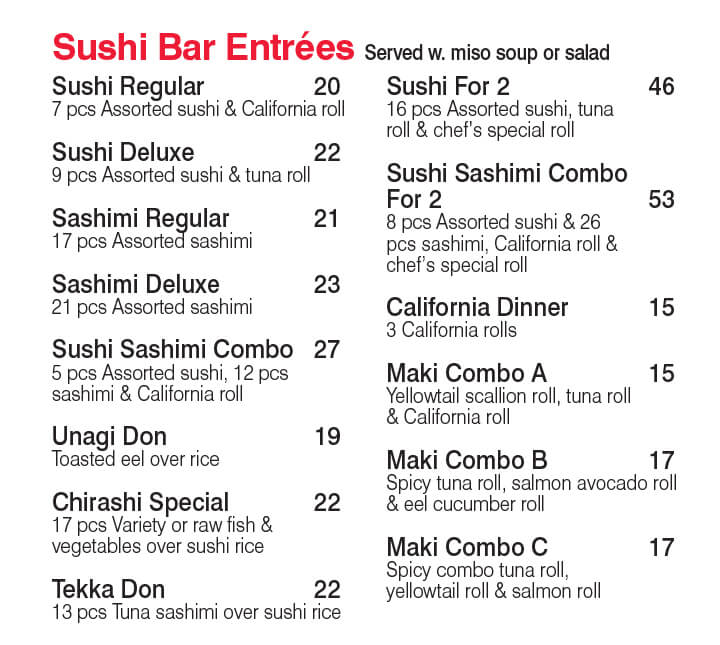 Sushi Menu