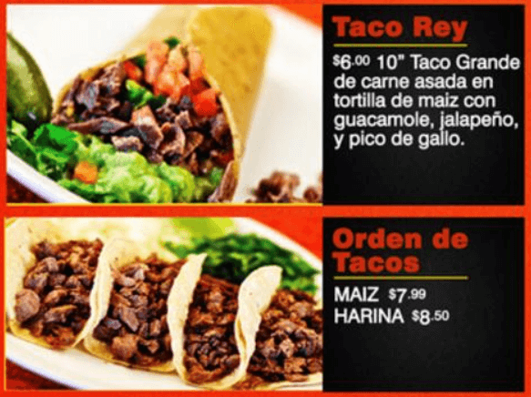 Taco Rey Menu