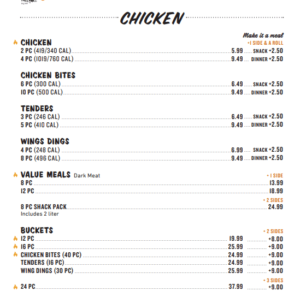 nashville hot chicken shack menu