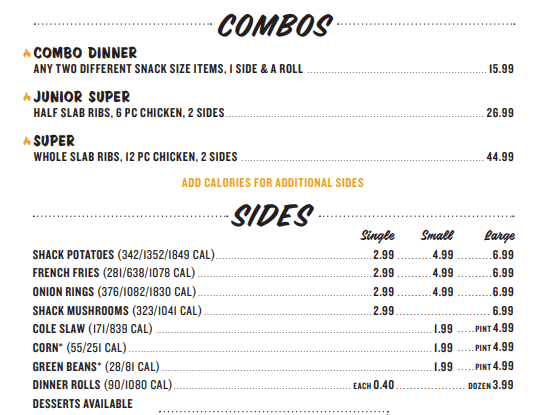 COMBOS MENU