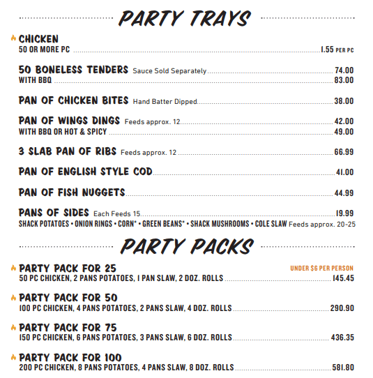 PARTY TRAYS MENU