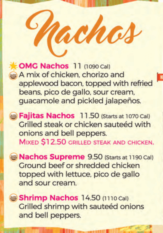 Nachos Menu