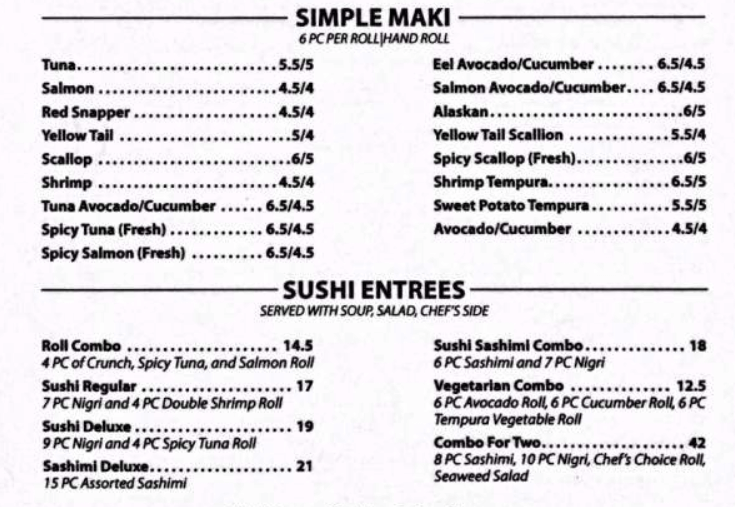  Simple Maki Menu