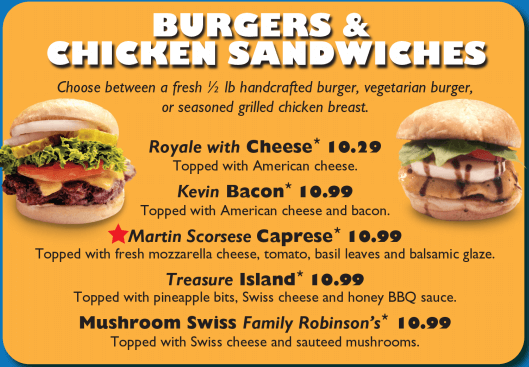 Burgers And Chicken Sandwiches Menu